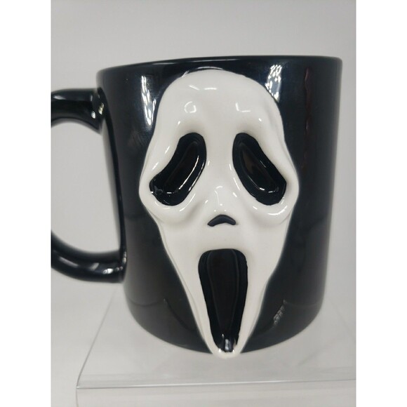 Ghost Face Coffee Mug Black White ICON of Halloween Bioworld 16 oz Scary Spooky - Picture 3 of 13